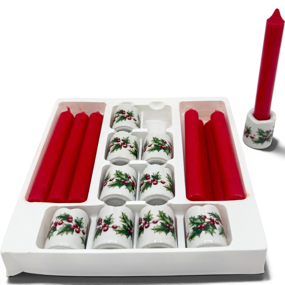 Vintage Bavarian Village Rauschert Porcelain Mini Candleholder Holiday Set of 10
